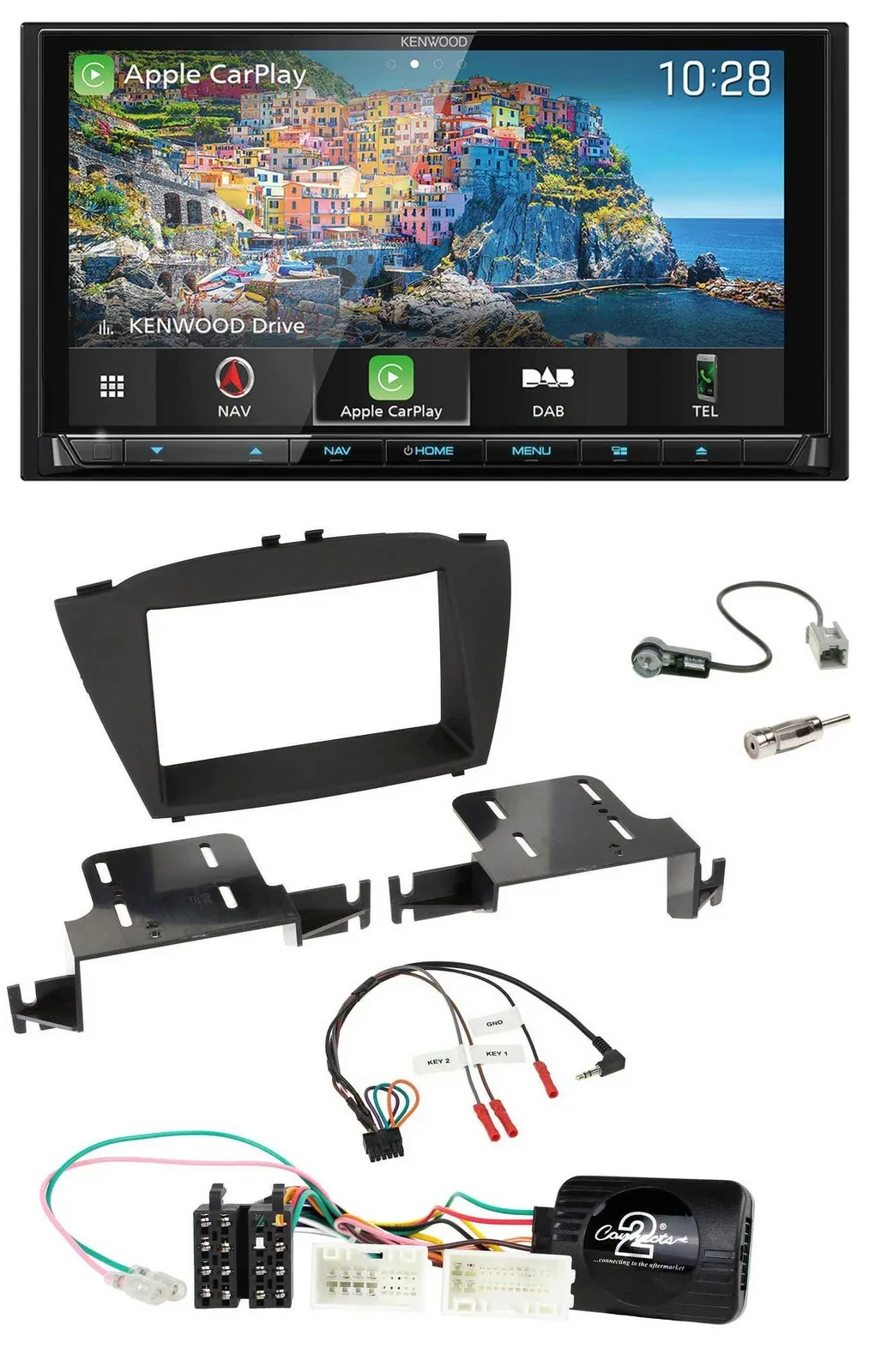 Автомагнитола Kenwood 2DIN с навигацией, Bluetooth, USB, DAB для Hyundai ix35 (с 2013)