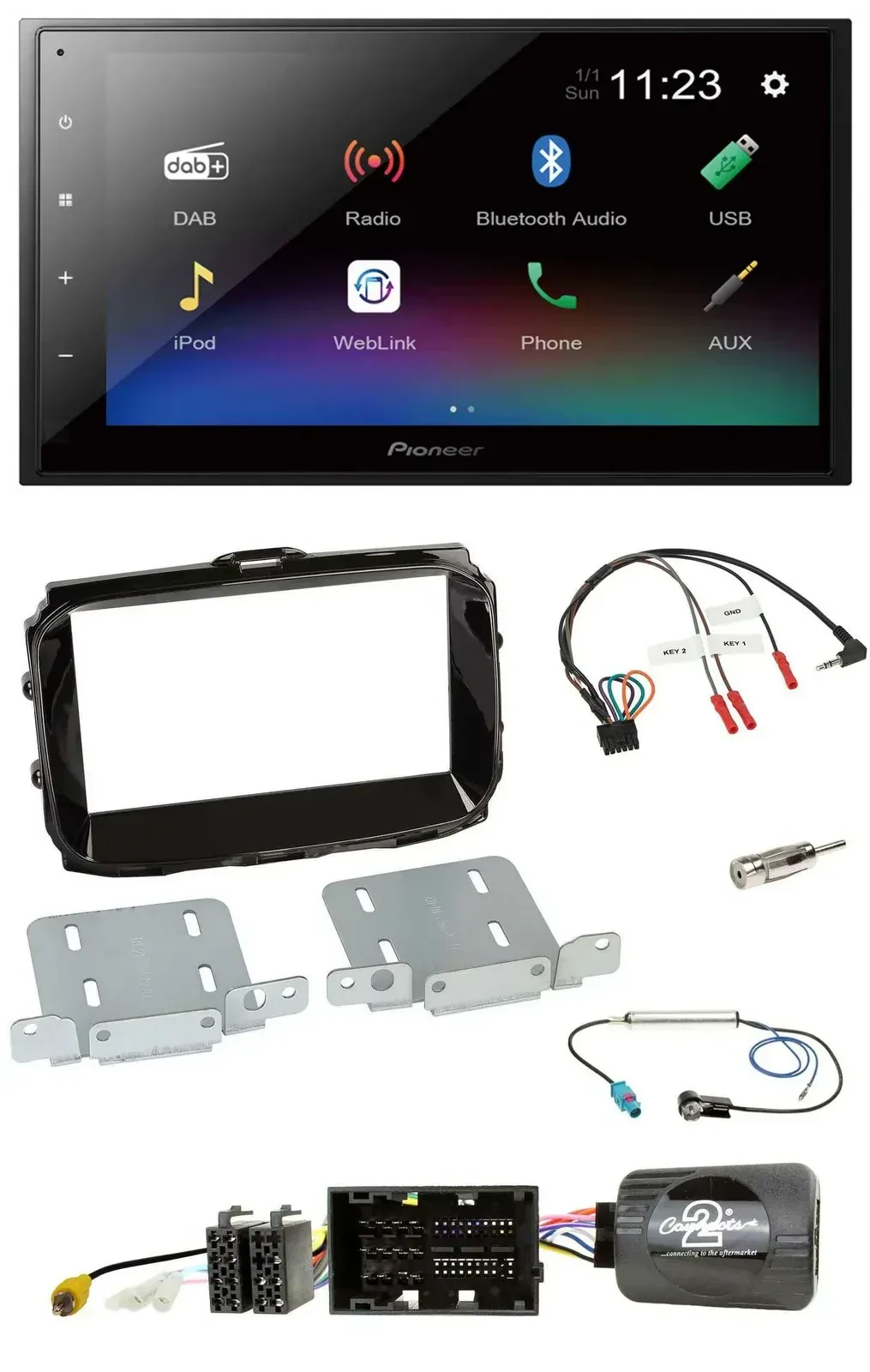 Автомагнитола Pioneer 2-DIN USB Bluetooth DAB для Alfa Romeo Giulietta 2014–2021, совместима с кнопками на руле