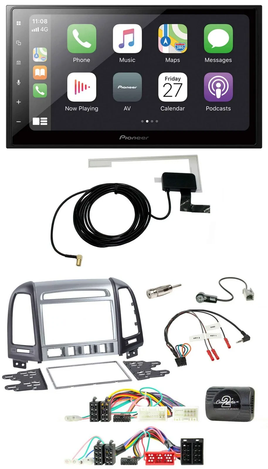 Pioneer USB Lenkrad 2DIN Bluetooth DAB Autoradio für Hyundai SantaFe 2010-2012 4