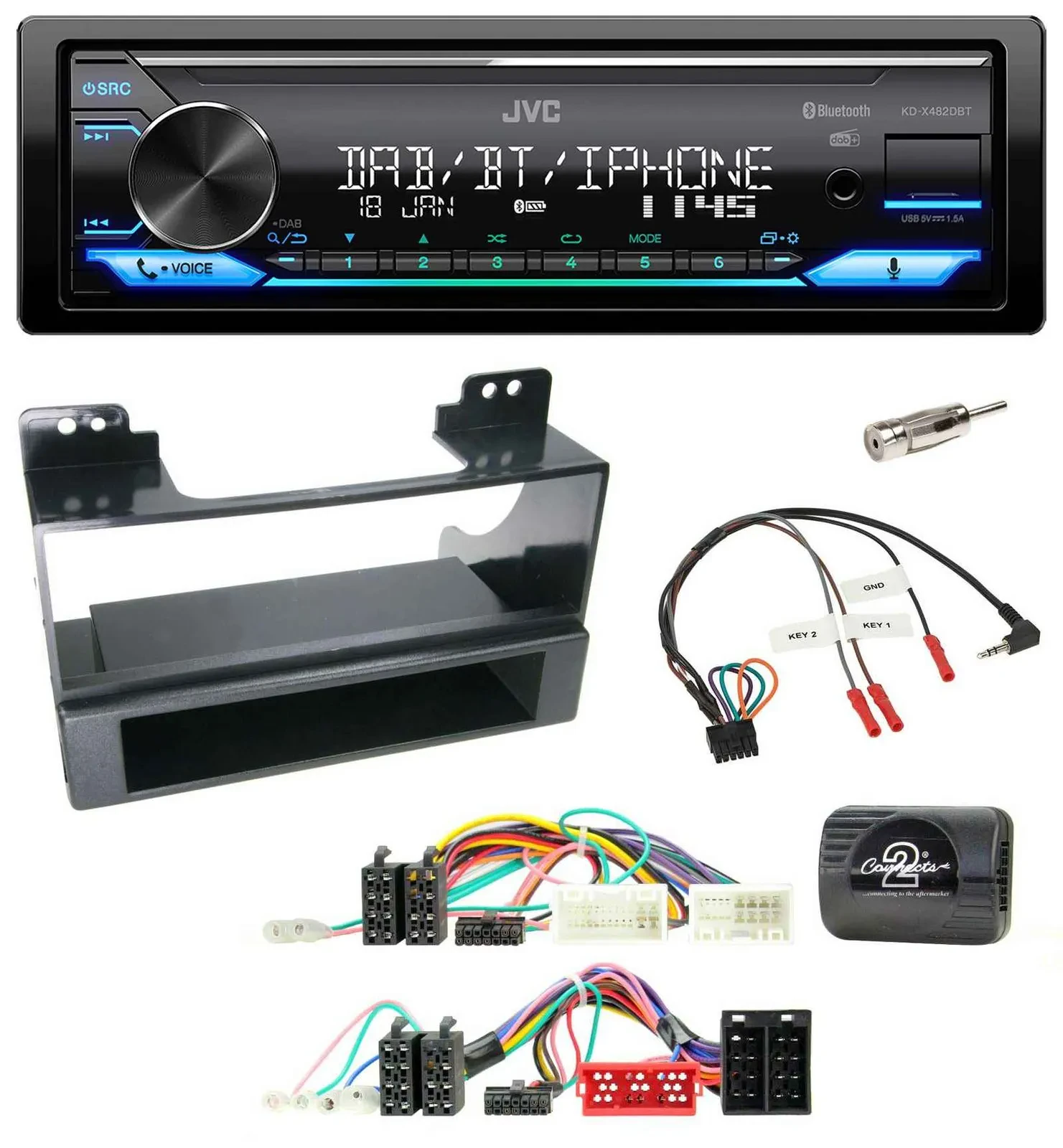 JVC Bluetooth DAB USB Lenkrad Autoradio für KIA Carnival II VQ 2006-2011