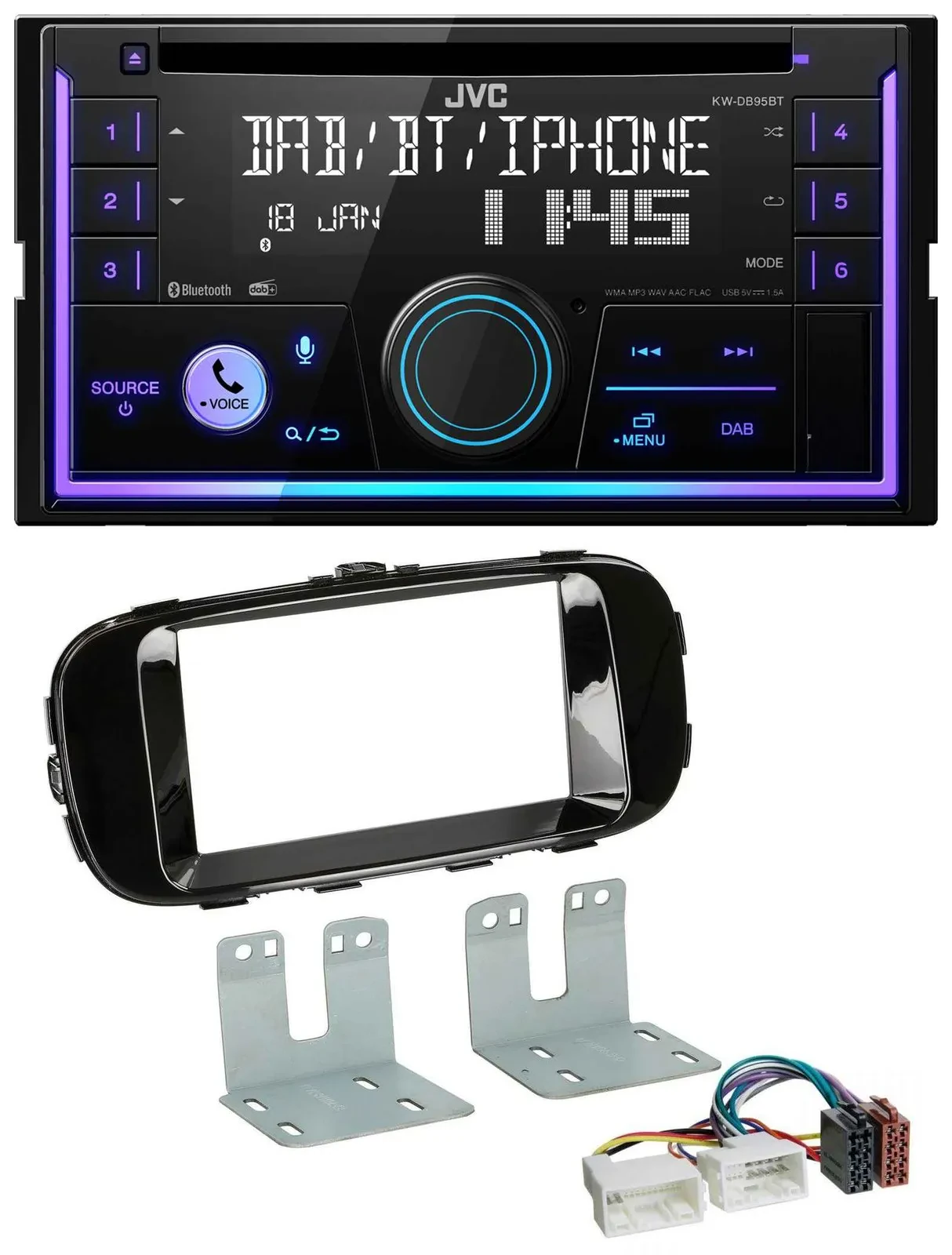JVC MP3 USB 2DIN DAB Bluetooth CD Autoradio für Kia Soul PS ab 14 piano-schwarz
