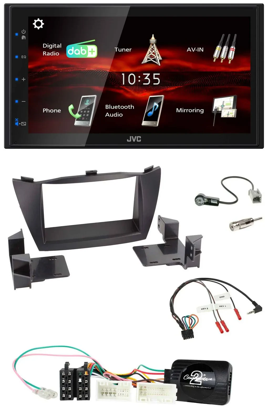 JVC USB Bluetooth Lenkrad DAB 2DIN Autoradio für Hyundai ix35 2010-2013 ohne Sou