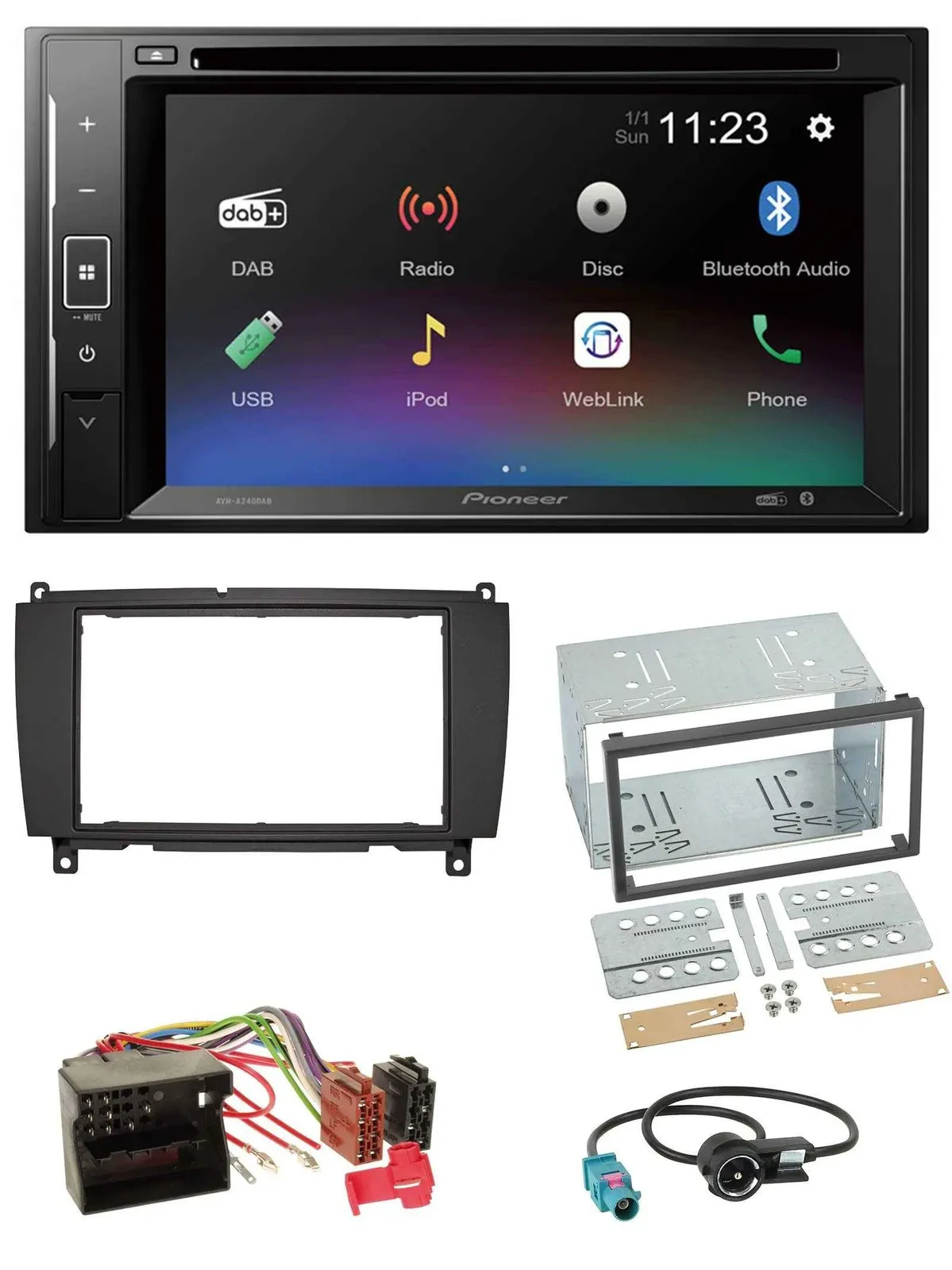 Pioneer Bluetooth MP3 USB 2DIN DAB DVD Autoradio für Mercedes CLK C209 A209 04-1