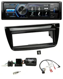 Автомагнитола JVC Bluetooth USB DAB для Fiat Doblo 2012–2015, поддержка управления с руля, чёрный глянец
