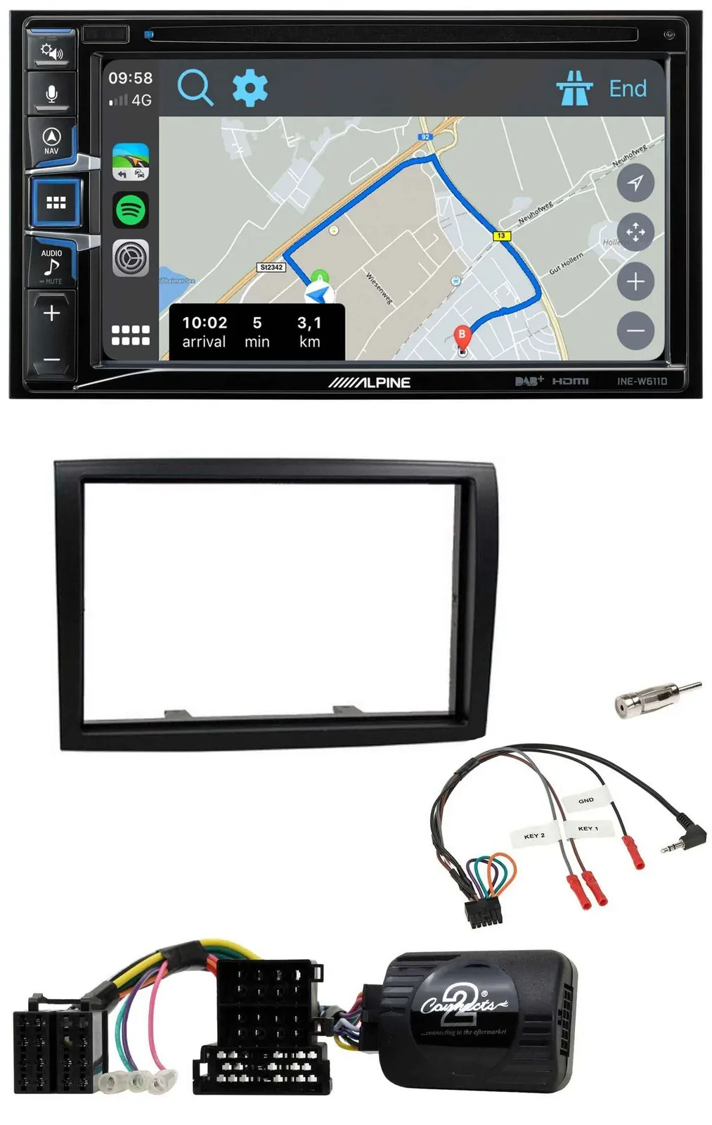 Alpine DAB TMC Bluetooth 2DIN USB Lenkrad Navigation für Citroen Jumper Peugeot