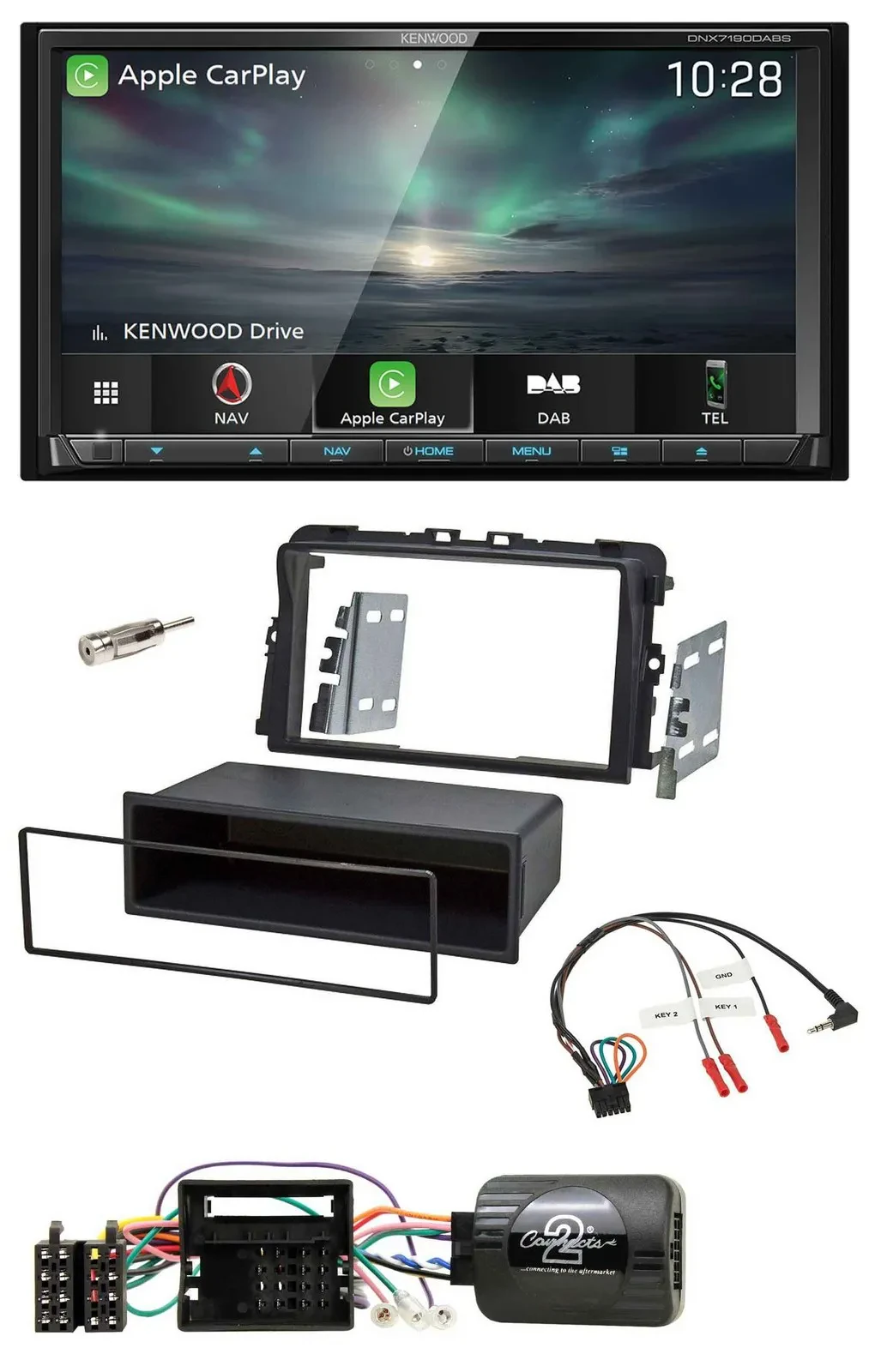 Kenwood Bluetooth USB 2DIN Lenkrad TMC DAB Navigation für Opel Vivaro 2011-2015
