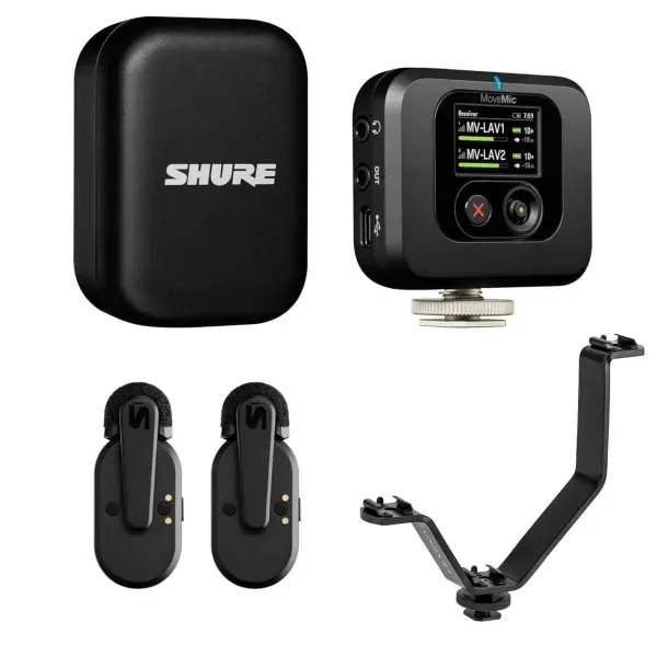 Shure MoveMic Two-Channel Wireless Lavalier Mic System + Triple Shoe Mount