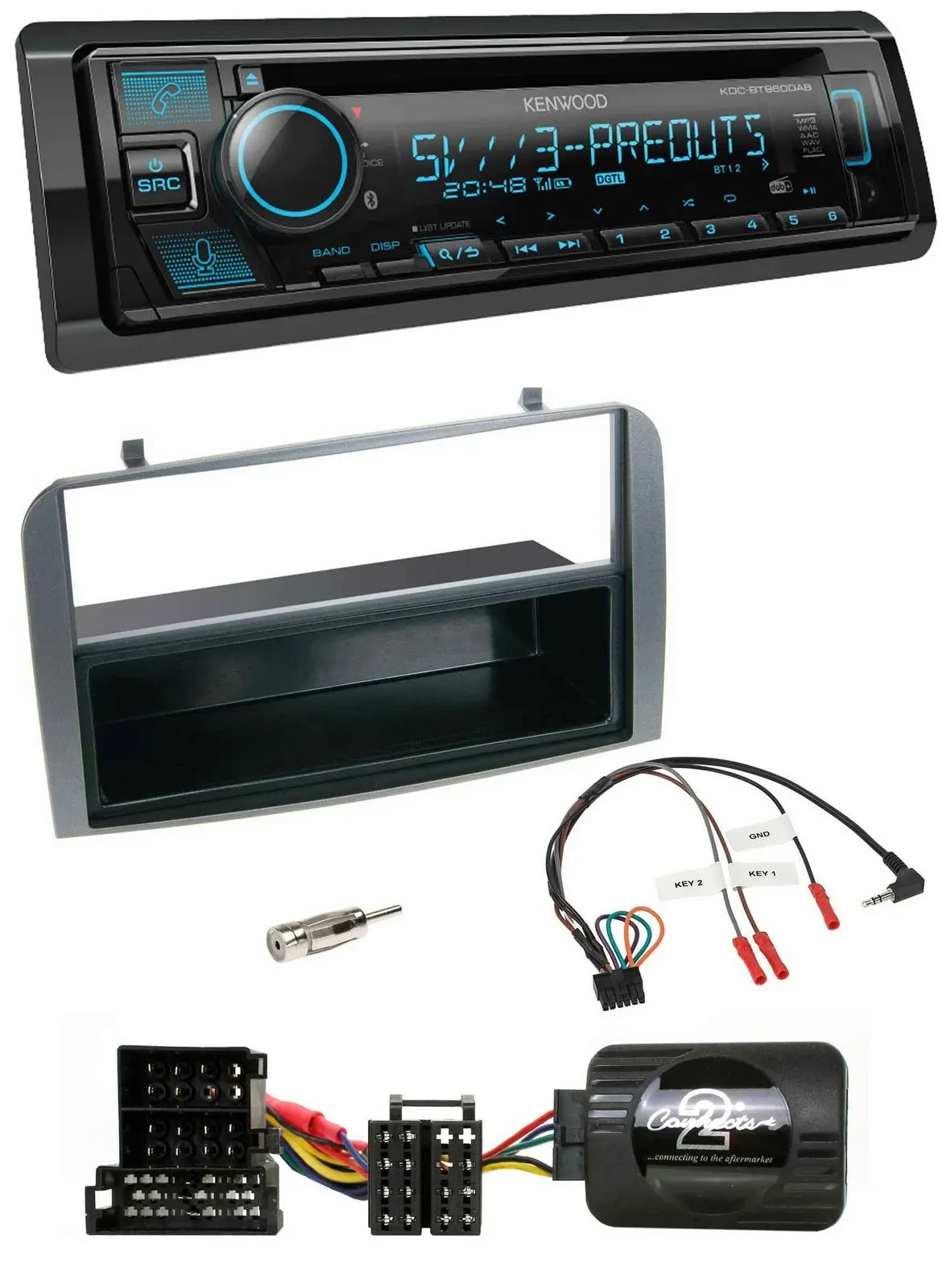 Автомагнитола для Alfa Romeo 147/GT Kenwood Bluetooth USB CD DAB антрацит с нишей