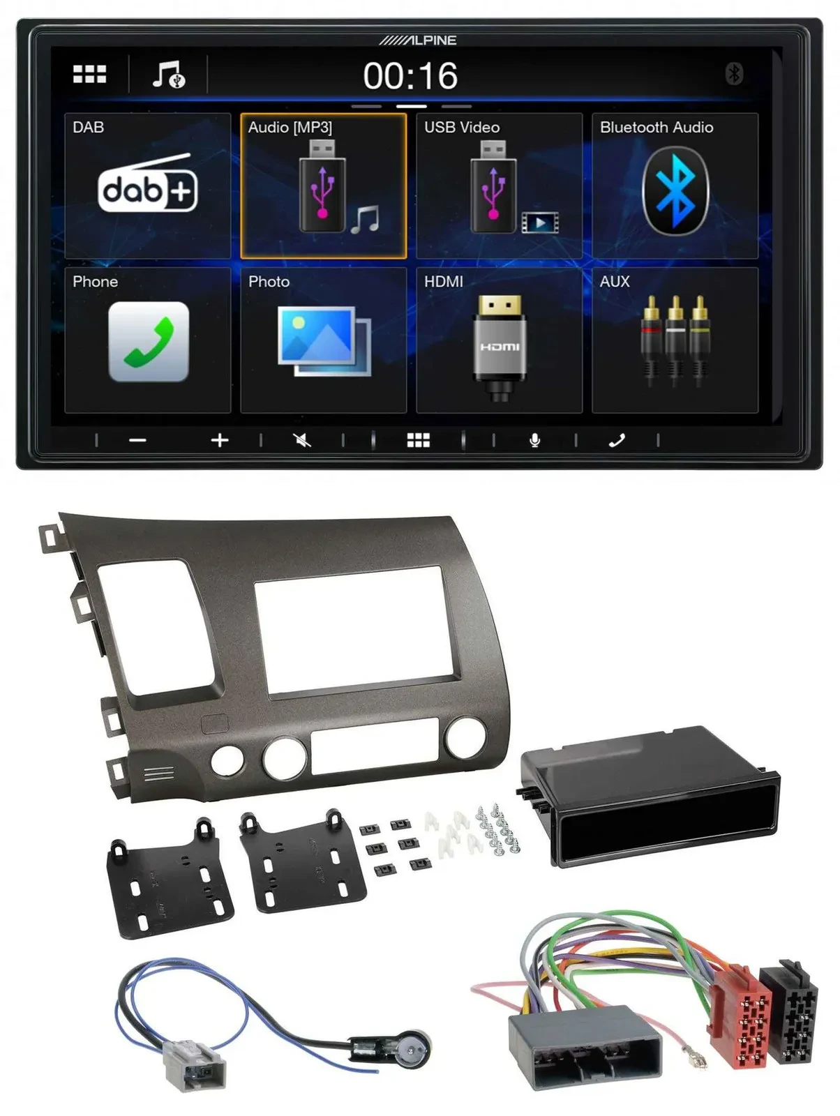 Автомагнитола для Honda Civic Hybrid FD3 (2006–2010) Alpine 2-DIN, Bluetooth, MP3, DAB, USB