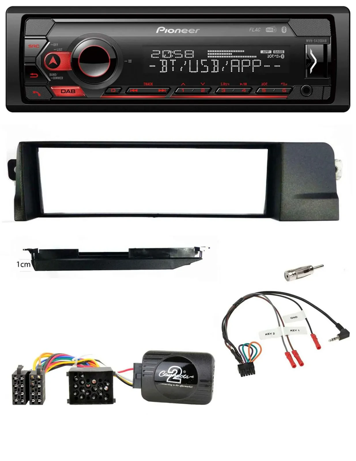 Pioneer Lenkrad USB DAB Bluetooth Autoradio für BMW 3er E46 98-07 Profi Rundpin