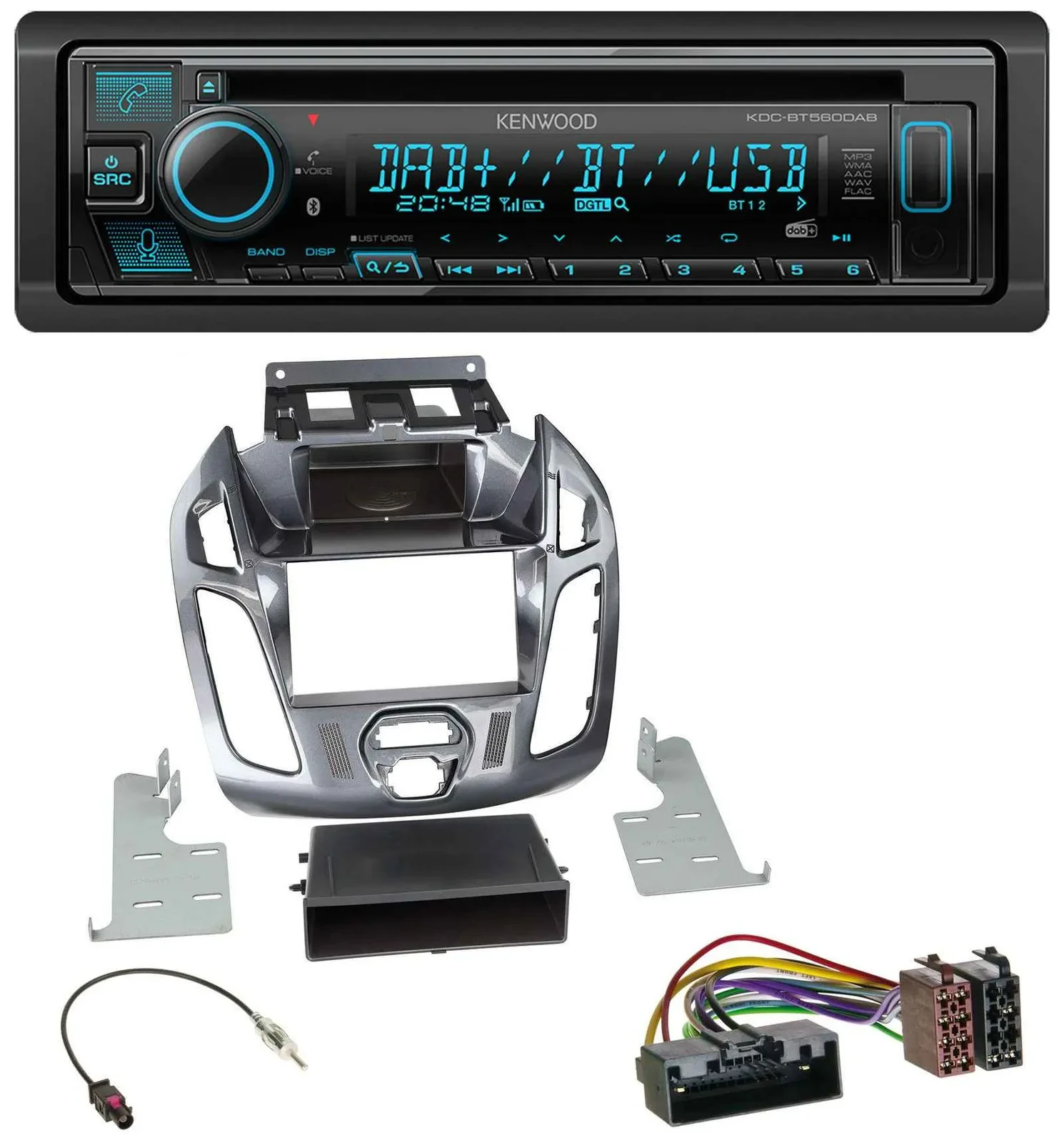 Автомагнитола Kenwood Bluetooth, DAB, CD, MP3, USB для Ford Connect/Transit 2012–2018