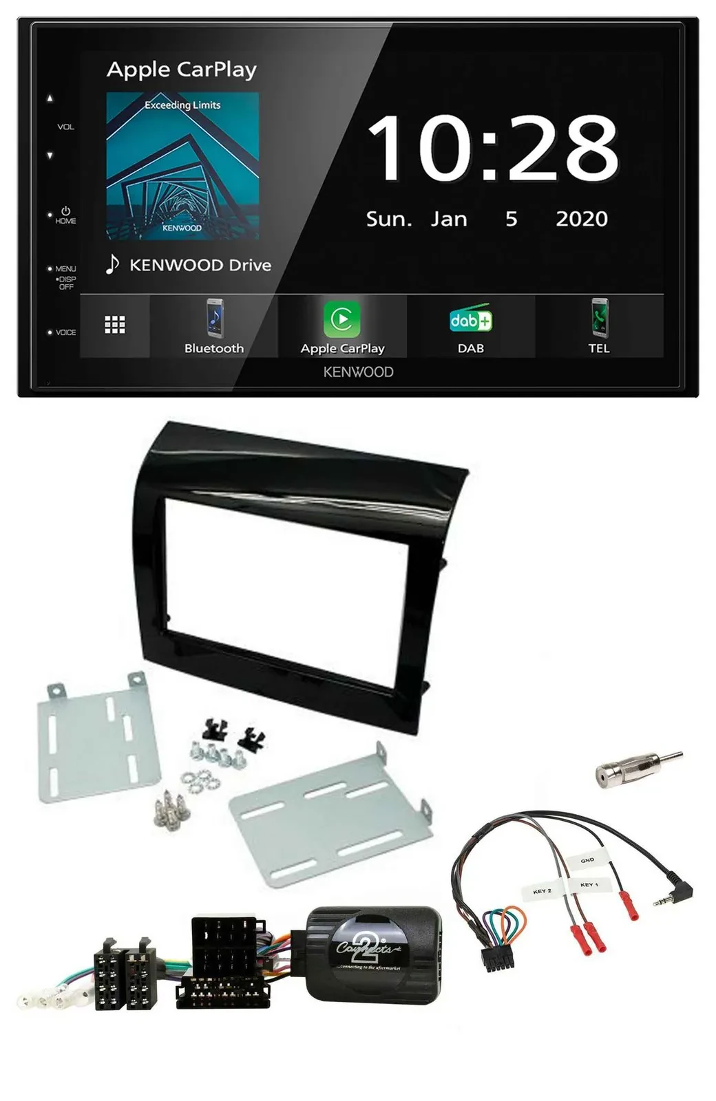 Kenwood Bluetooth Lenkrad DAB USB 2DIN Autoradio für Fiat Ducato 2012-2015 Piano