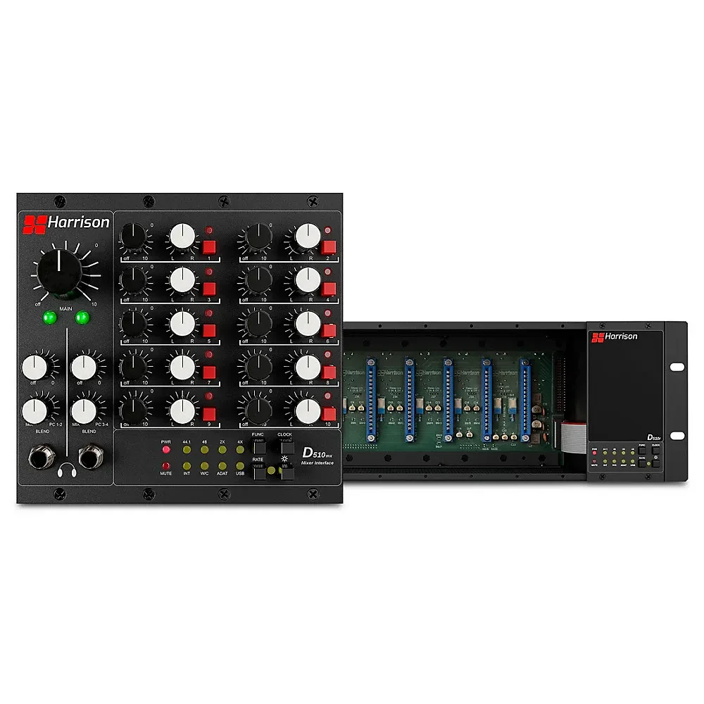 Harrison D510r 10-Slot 500 Series Rack System with 10x2 Analog Mixer Module