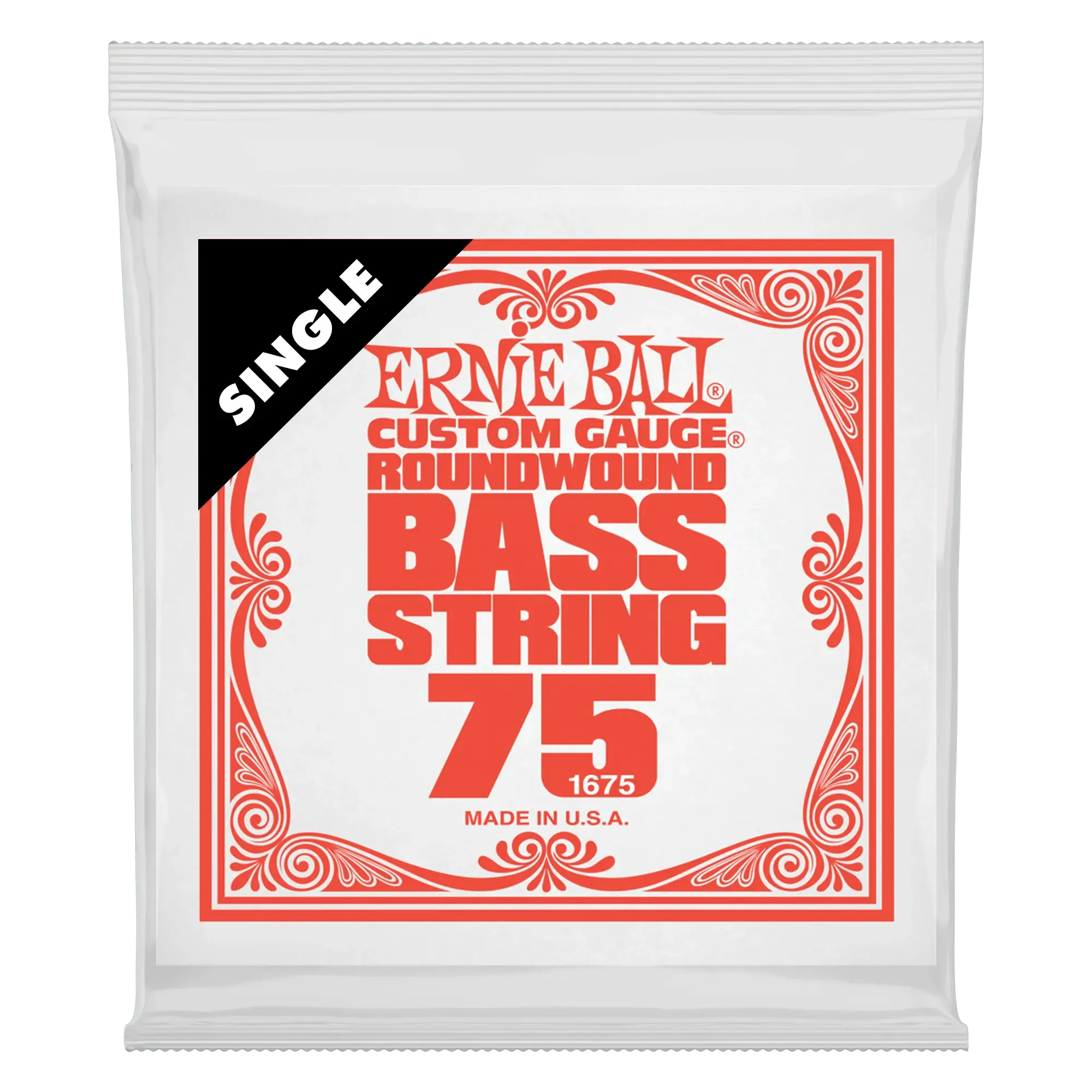 Струна для бас-гитары Ernie Ball P01675, сталь никелированная, круглая оплетка, калибр 75