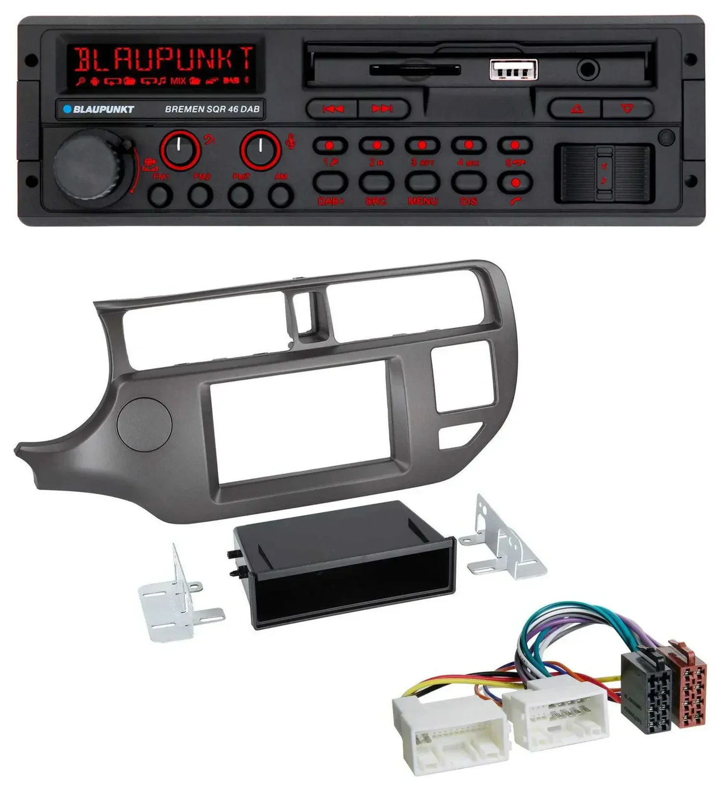 Blaupunkt SD MP3 USB Bluetooth DAB Autoradio für Kia Rio UB 2011-2014 anthrazit