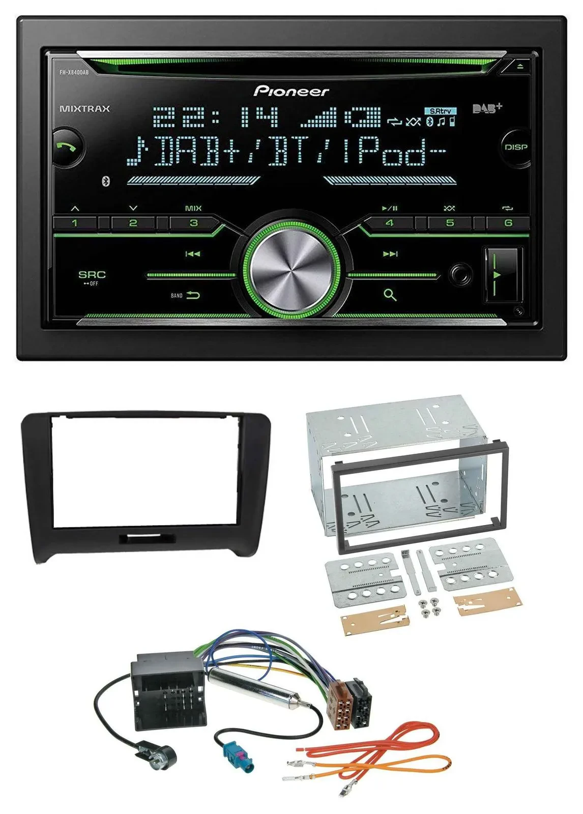 Pioneer Bluetooth MP3 DAB 2DIN USB CD Autoradio für Audi TT (06-14) Quadlock