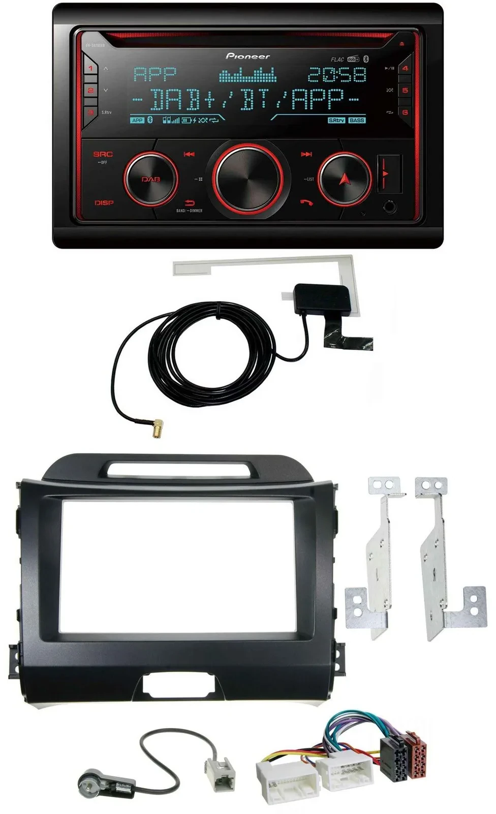 Автомагнитола для Kia Sportage 3 Pioneer 2DIN MP3 DAB USB CD Bluetooth черная