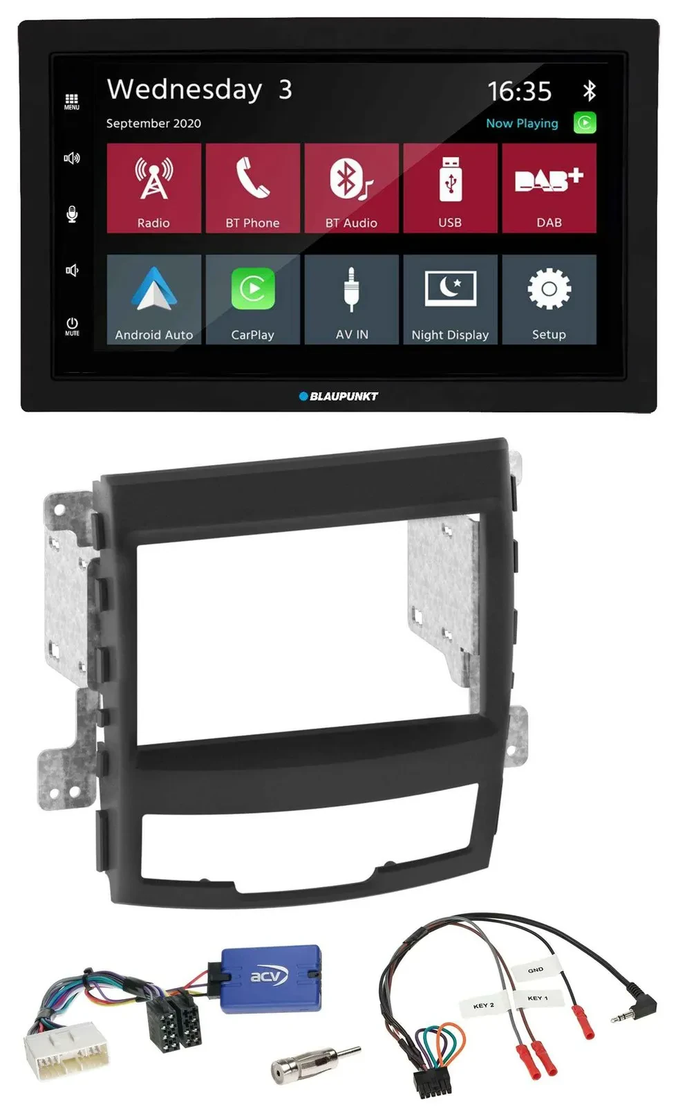 Автомагнитола Blaupunkt 2DIN DAB, Bluetooth, USB для SsangYong Korando с поддержкой кнопок на руле