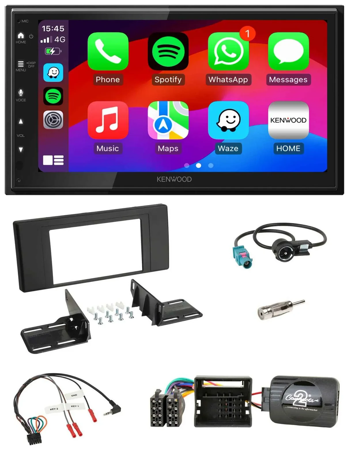 Kenwood Lenkrad USB DAB 2DIN Bluetooth Autoradio für BMW X5 E53 2000-2006