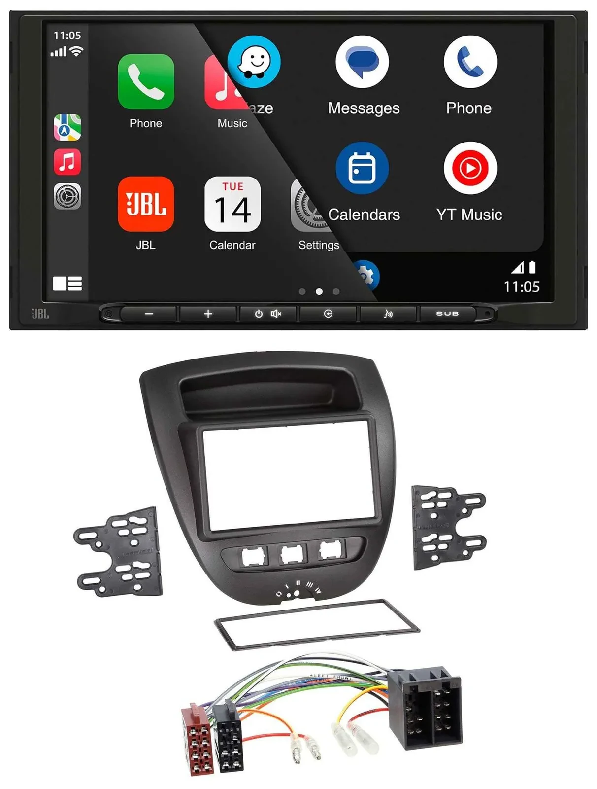 JBL USB 2DIN MP3 Bluetooth AUX Autoradio für Citroen C1 Toyota Aygo Peugeot 107