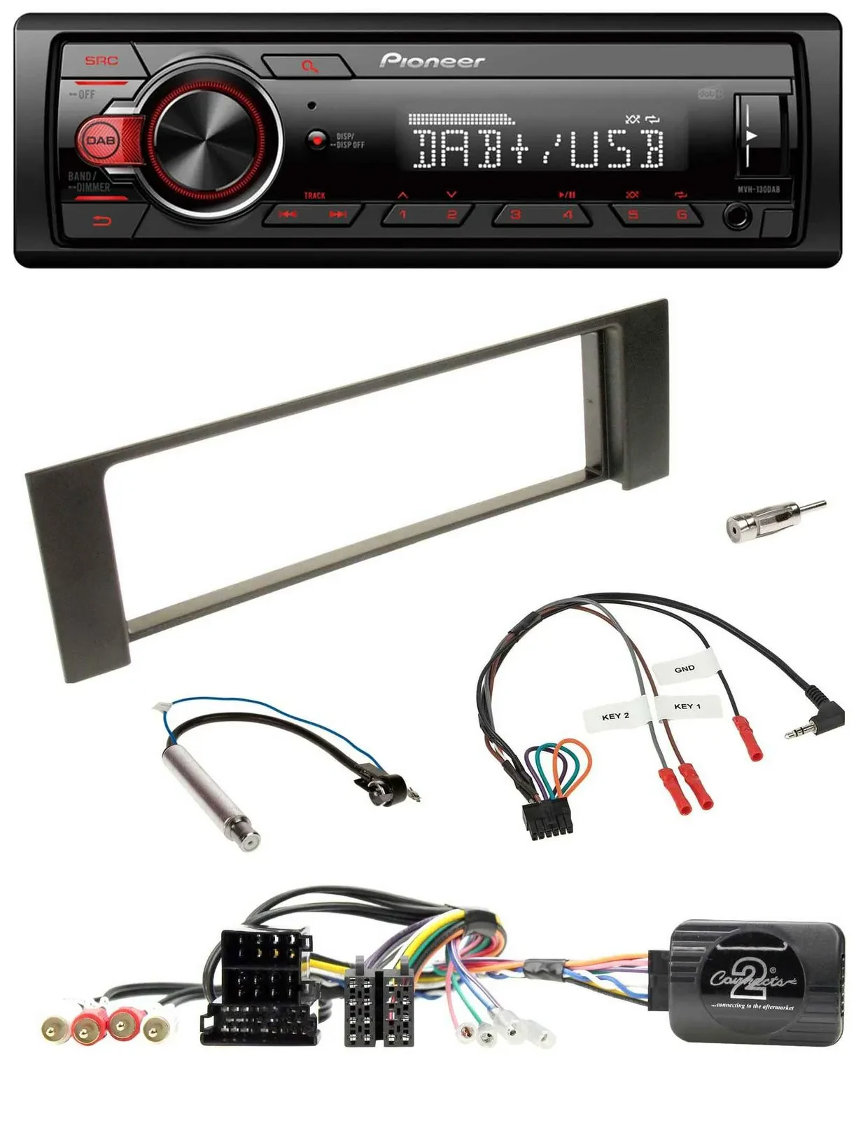Pioneer MP3 1DIN DAB USB Lenkrad Autoradio für Audi A4 2000-2004 Can-Bus ISO