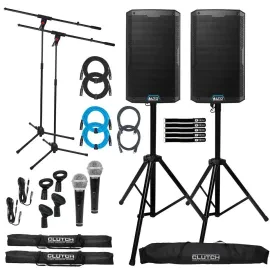 Alto Professional TS410XUS 10" Powered Active DJ PA Speakers Pair, Stands & Mics