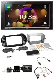 JVC DAB Lenkrad 2DIN Bluetooth USB Autoradio für Fiat 500 Fakra 08-15 schwarz