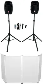 Rockville RPG102K Dual 10" Active Speakers DJ System Bluetooth+Mic+Stands+Facade