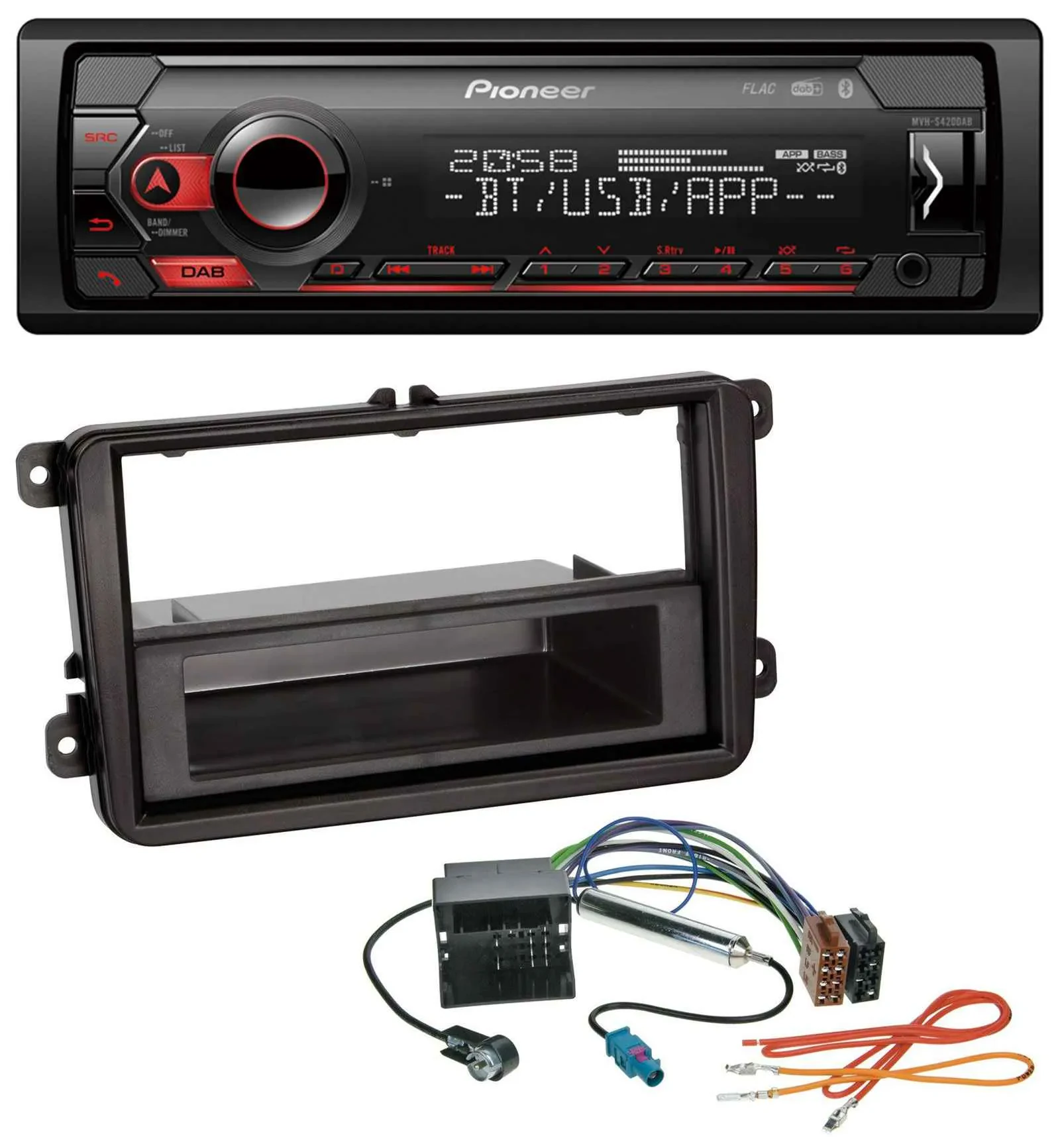 Автомагнитола Pioneer MP3/USB/DAB/Bluetooth для VW Caddy/Golf V/VI/Jetta (с 2003)