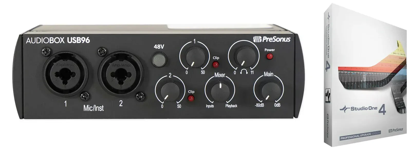 PRESONUS AUDIOBOX 96 2x2 Bus-powered Recording Interface+Upgrade to Pro 4.0