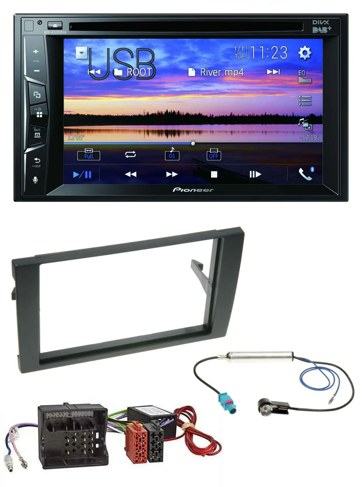 Автомагнитола Pioneer 2DIN, Bluetooth, USB, DVD, DAB, MP3 для Audi A4 B7 (2004–2008), активная система