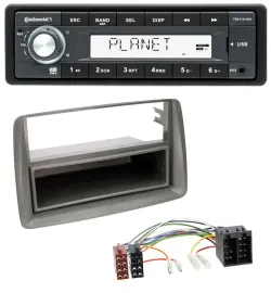 Continental USB MP3 AUX 1DIN Autoradio für Fiat Panda (169 2003-2012) grau