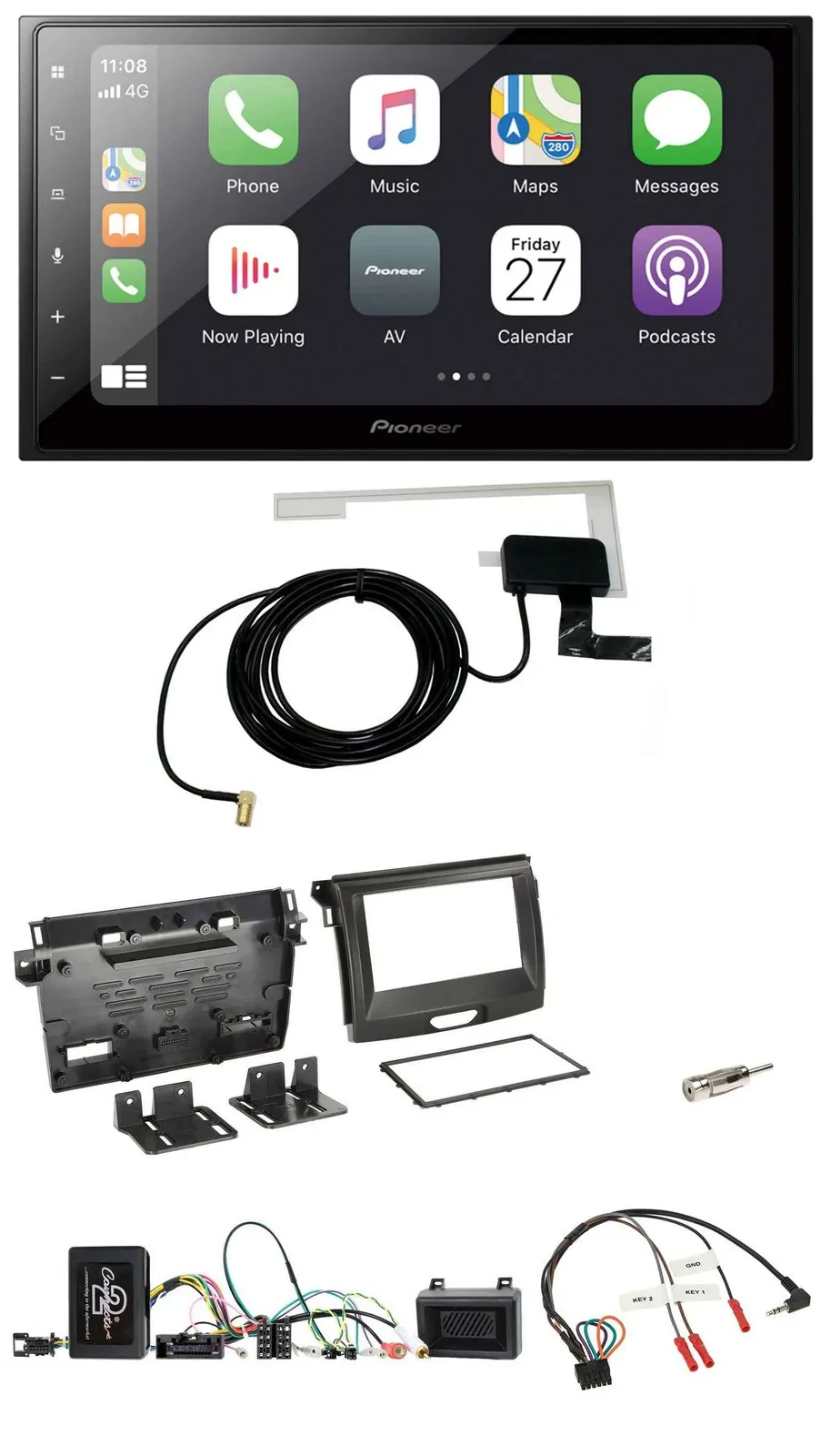 Автомагнитола для Ford Ranger (с 04/2015) Pioneer 2DIN, Bluetooth, DAB, USB, поддержка кнопок на руле