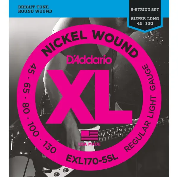 Струны для 5-струнной бас-гитары D'Addario EXL170-5SL 45-130