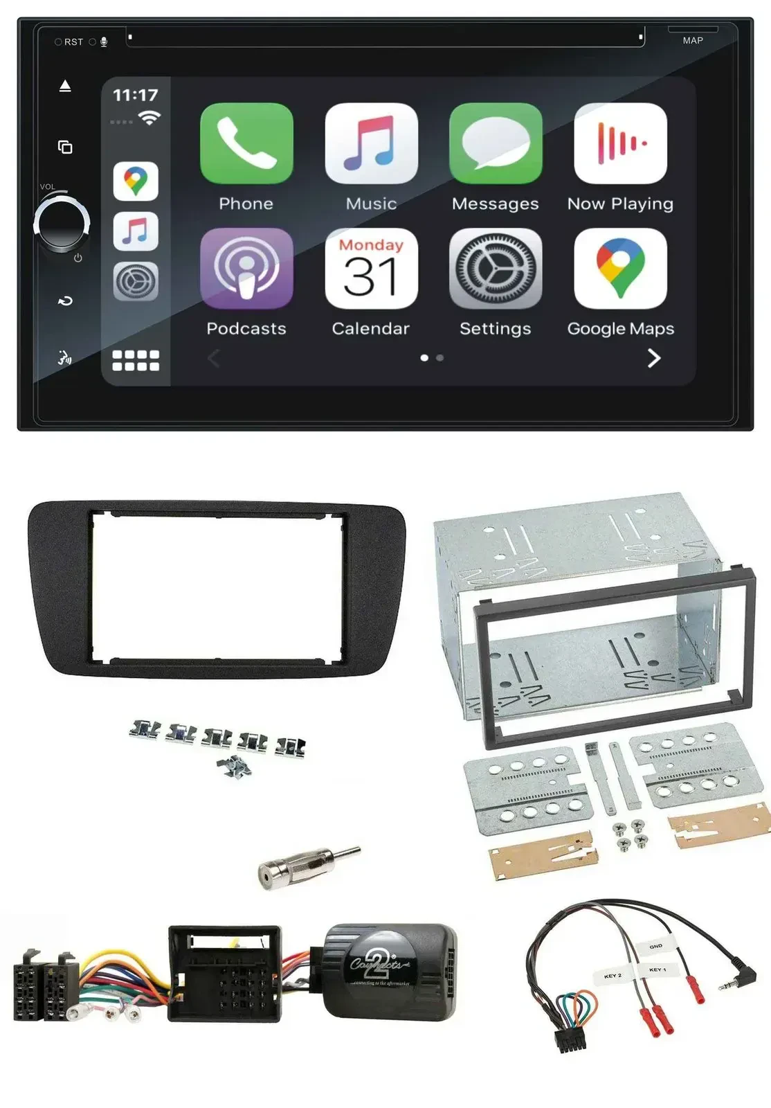 Blaupunkt DAB Lenkrad TMC Bluetooth USB 2DIN Navigation für Seat Ibiza ab 08 nit