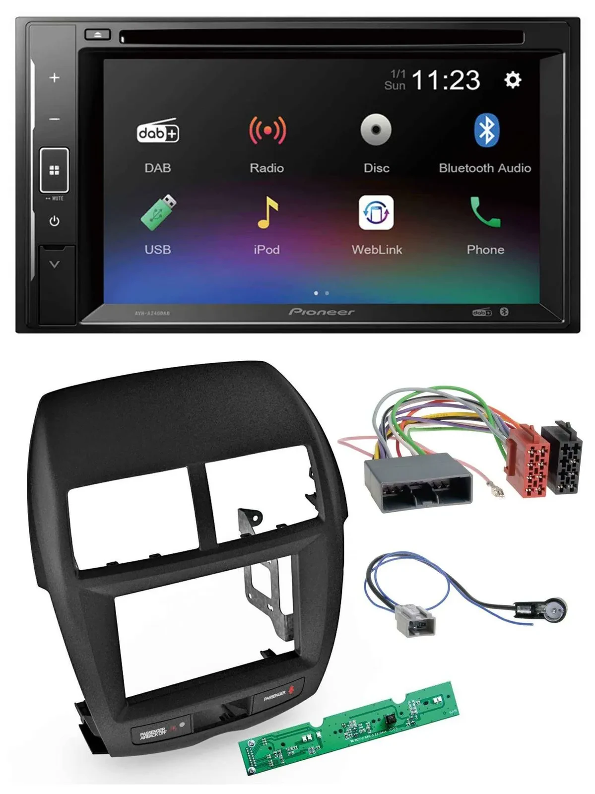 Pioneer Bluetooth MP3 USB 2DIN DAB DVD Autoradio für Mitsubishi ASX 2010-2014