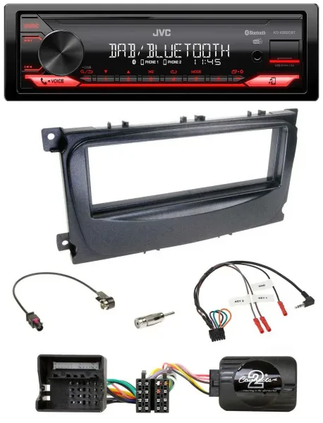 JVC Bluetooth USB DAB Lenkrad Autoradio für Ford S-Max Mondeo 07-14 schwarz