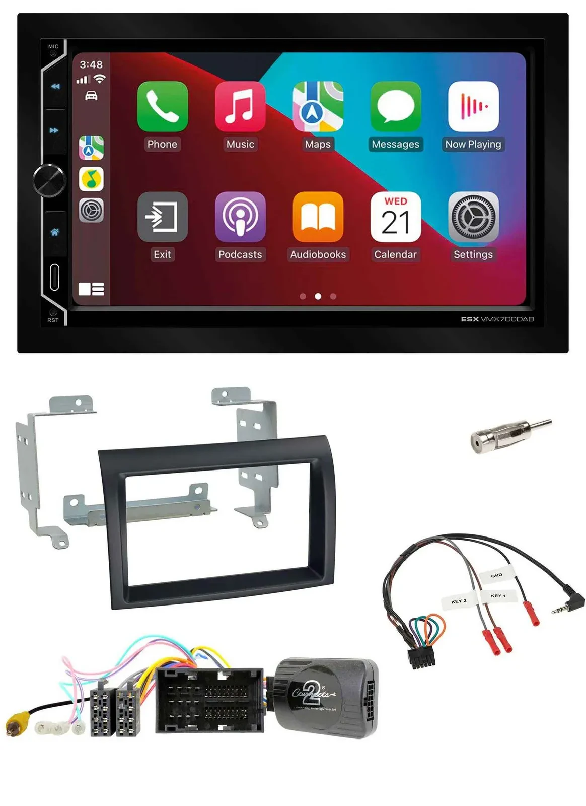 ESX 2DIN DAB USB Lenkrad Bluetooth Autoradio für Citroen Jumper ab 14 schwarz Pr