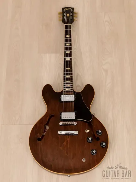 Полуакустическая электрогитара Gibson ES-335 TDW Semi-Hollow Stoptail Walnut USA 1974 w/ T Tops, Case