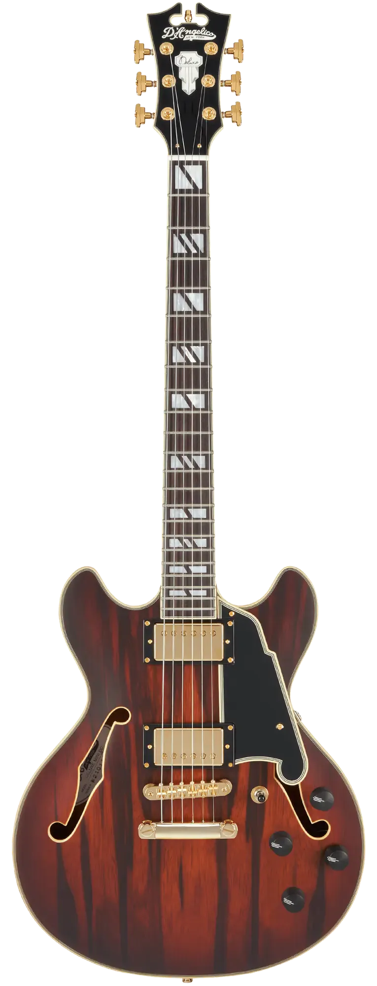 Электрогитара полуакустическая D'Angelico Deluxe Mini DC Semi-hollowbody Satin Brown Burst