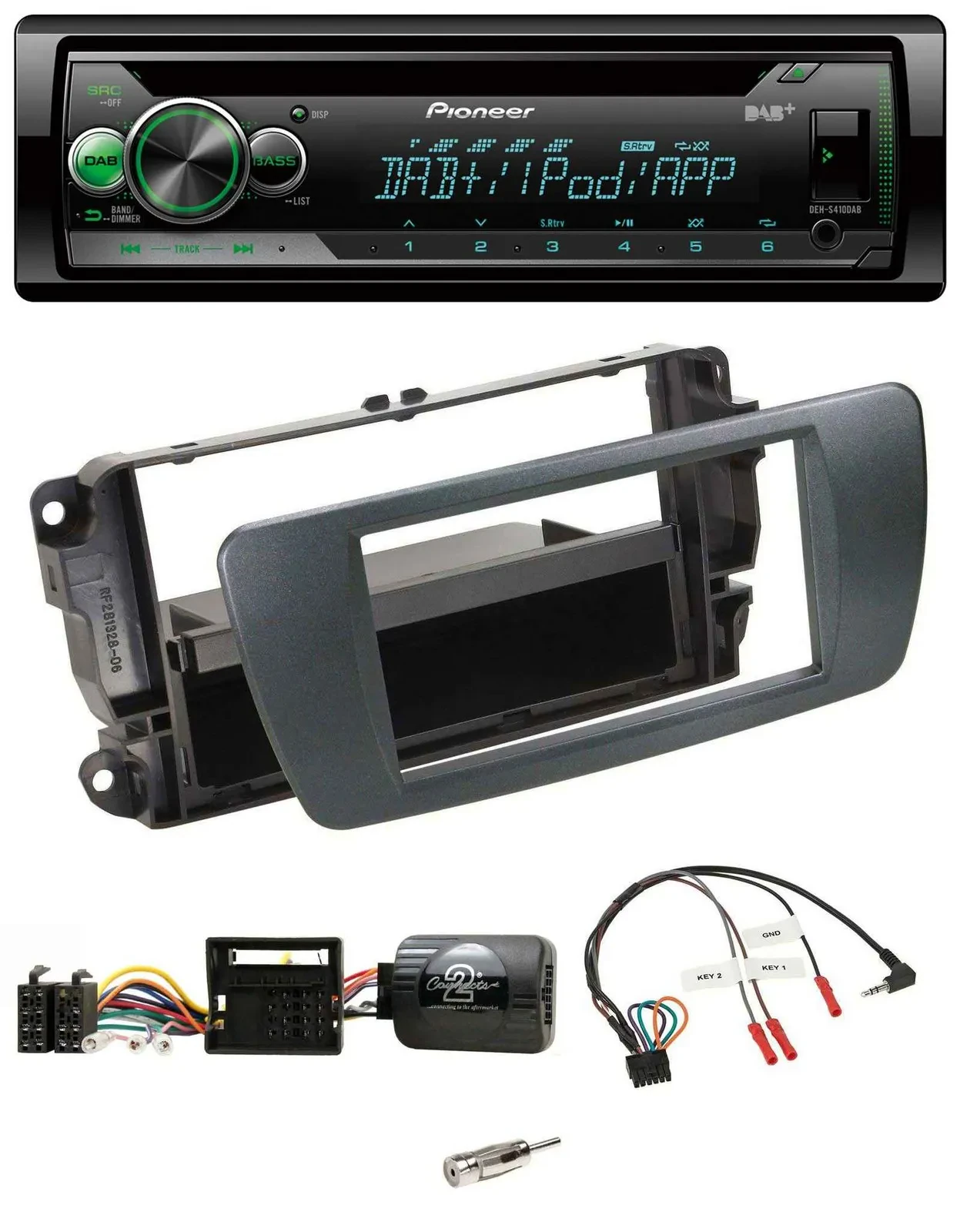 Автомагнитола Pioneer USB MP3 CD, DAB, поддержка управления на руле, для Seat Ibiza, черный