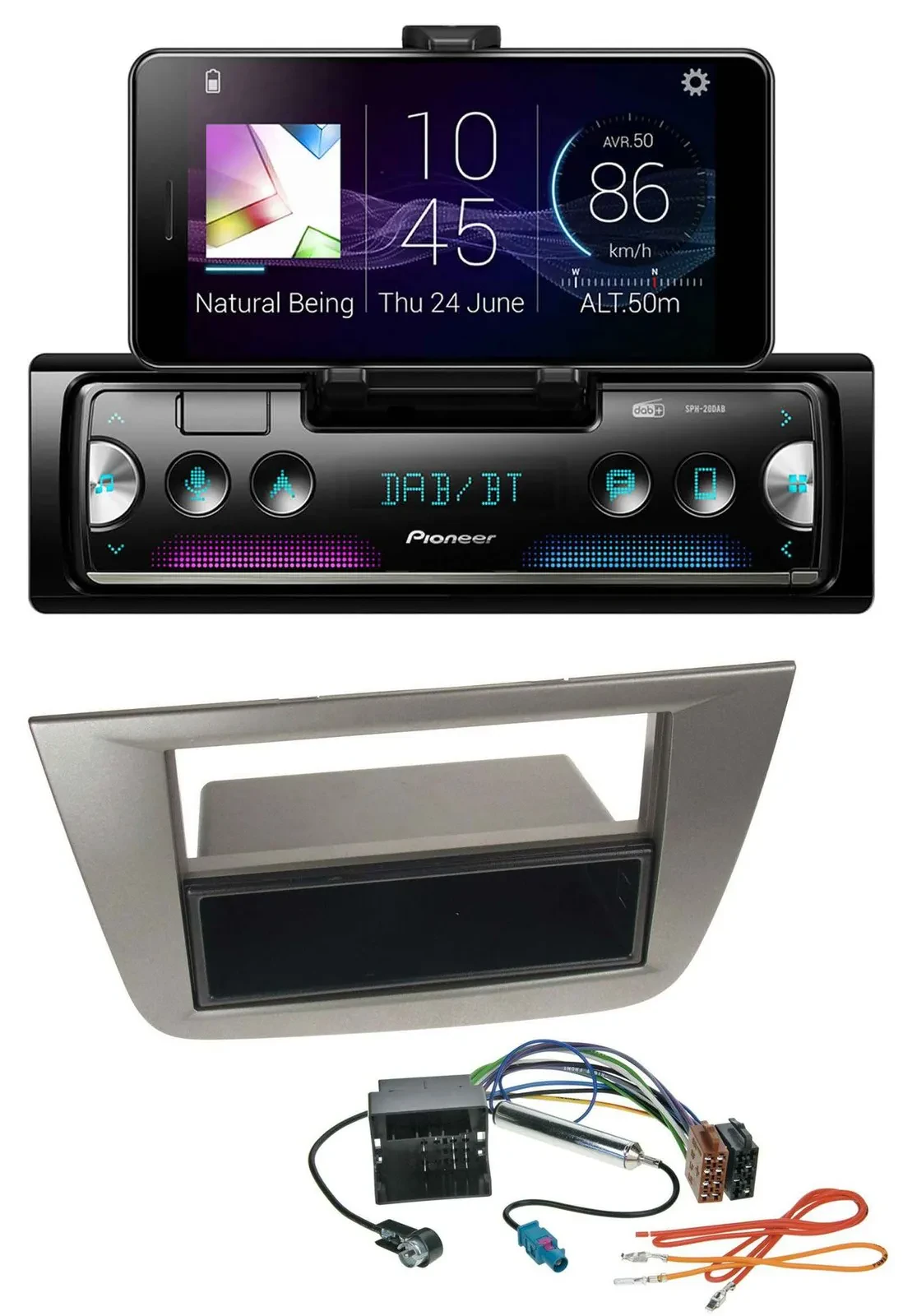 Автомагнитола Pioneer USB MP3 Bluetooth DAB для Seat Altea/Toledo (с 2005), антрацит