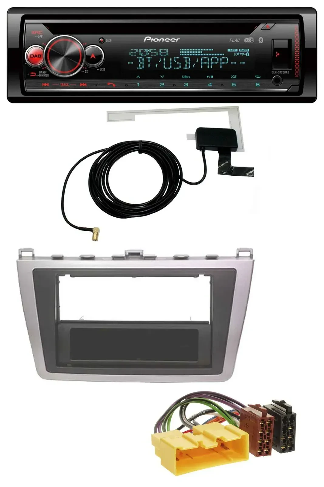 Автомагнитола Pioneer DAB, CD, MP3, USB, Bluetooth для Mazda 6 (2008–2012), серебристый/черный