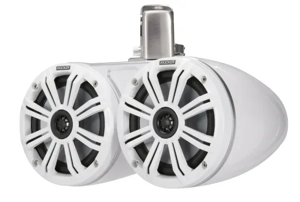 2) Kicker KMTC65W 6.5" Loaded Marine Cans w/ 45KM654L Wakeboard Tower Speakers