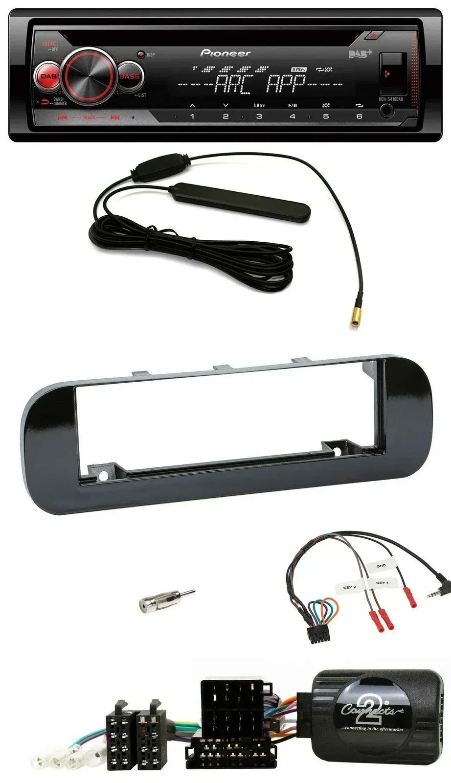 Автомагнитола Pioneer CD/USB/DAB/MP3 для Fiat Panda (2012–2020), черный глянец