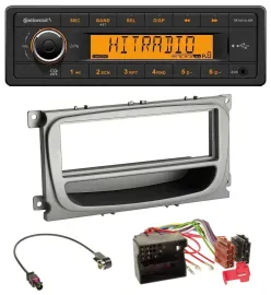 Автомагнитола Continental 1DIN USB/AUX MP3, серебристая, для Ford Focus/Galaxy/C-Max (с 2007)