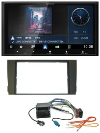 Автомагнитола Kenwood 2DIN, Bluetooth, USB, DAB, MP3 для Audi A6 (C5) 2001–2005, Quadlock