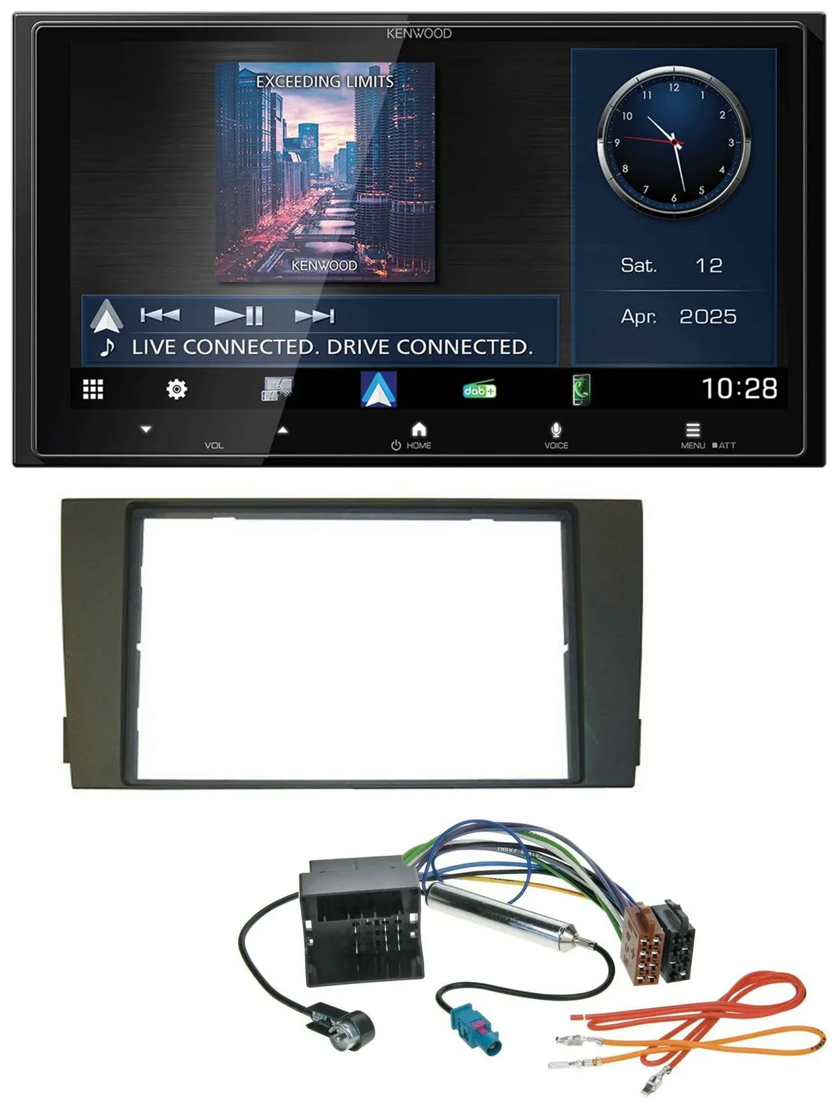 Автомагнитола Kenwood 2DIN, Bluetooth, USB, DAB, MP3 для Audi A6 (C5) 2001–2005, Quadlock
