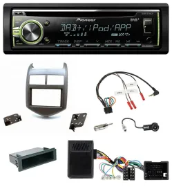 Автомагнитола для Chevrolet Aveo (с 2011) Pioneer DAB, USB, MP3, CD, темно-серый металлик, совместима с кнопками на руле