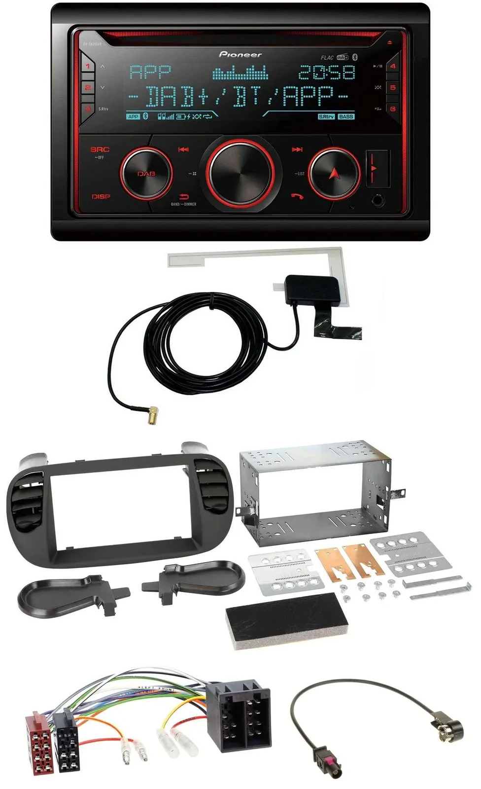 Автомагнитола Pioneer 2DIN MP3 DAB USB CD Bluetooth для Fiat 500 (ISO, с 2012), Soft Touch